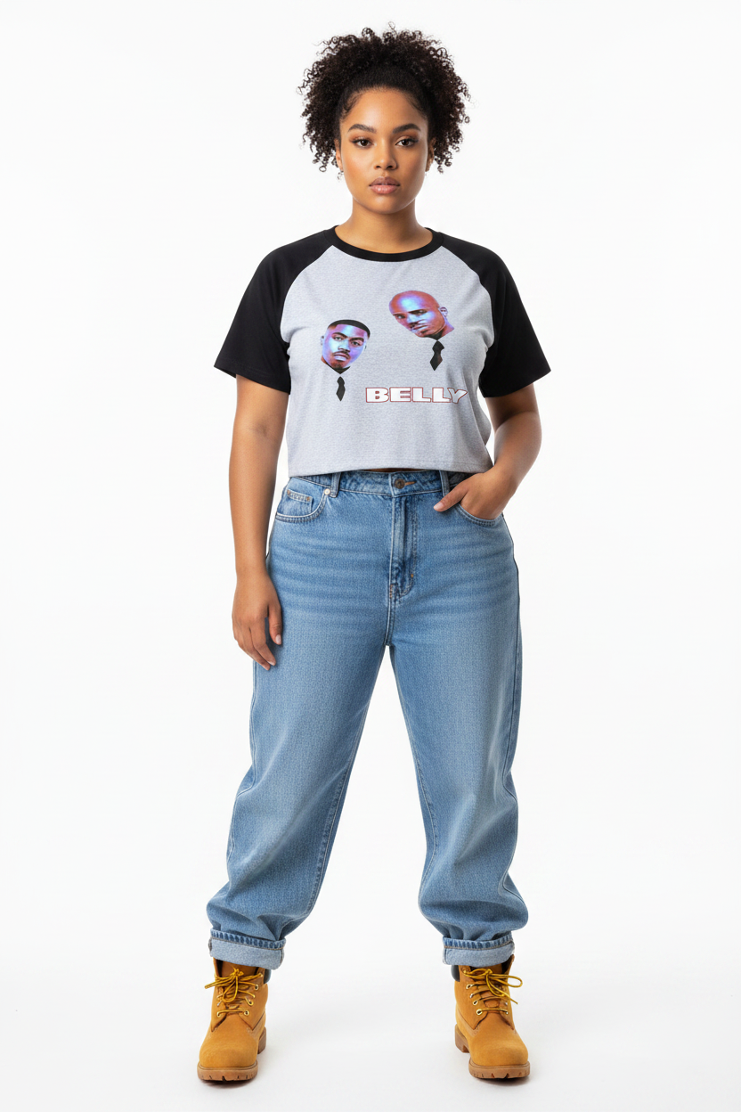 "Belly" Color-Blocked Raglan Crop Top