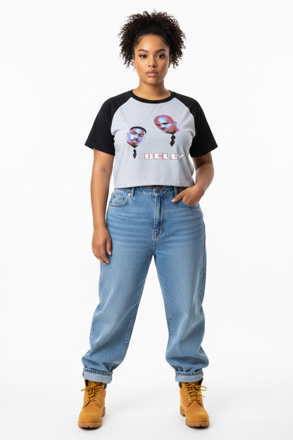 "Belly" Color-Blocked Raglan Crop Top