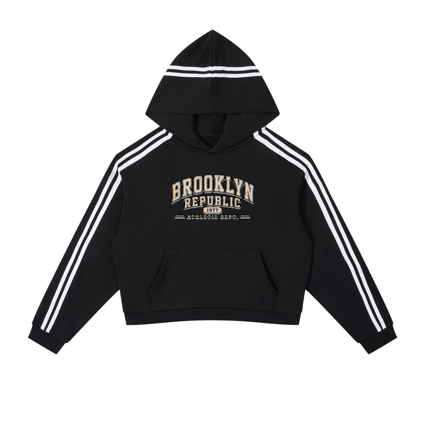 "Brooklyn Republic Essentials"  Contrast Side Stripe Cropped Hoodie