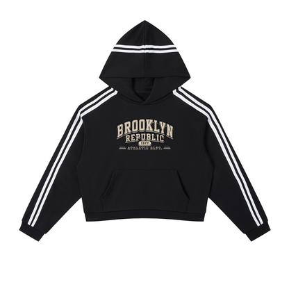 "Brooklyn Republic Essentials"  Contrast Side Stripe Cropped Hoodie