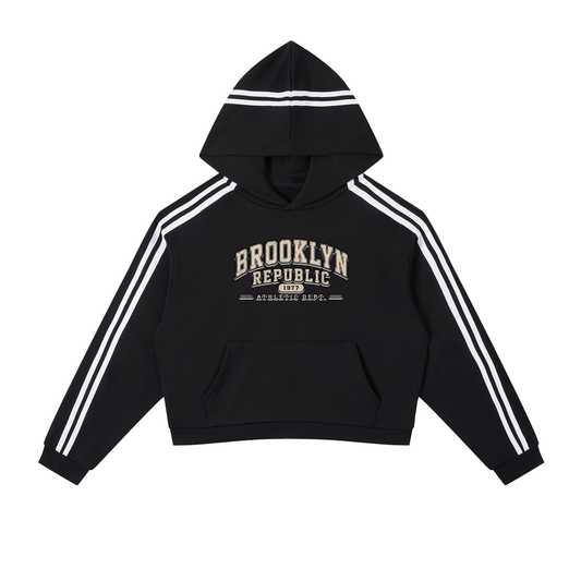 "Brooklyn Republic Essentials"  Contrast Side Stripe Cropped Hoodie