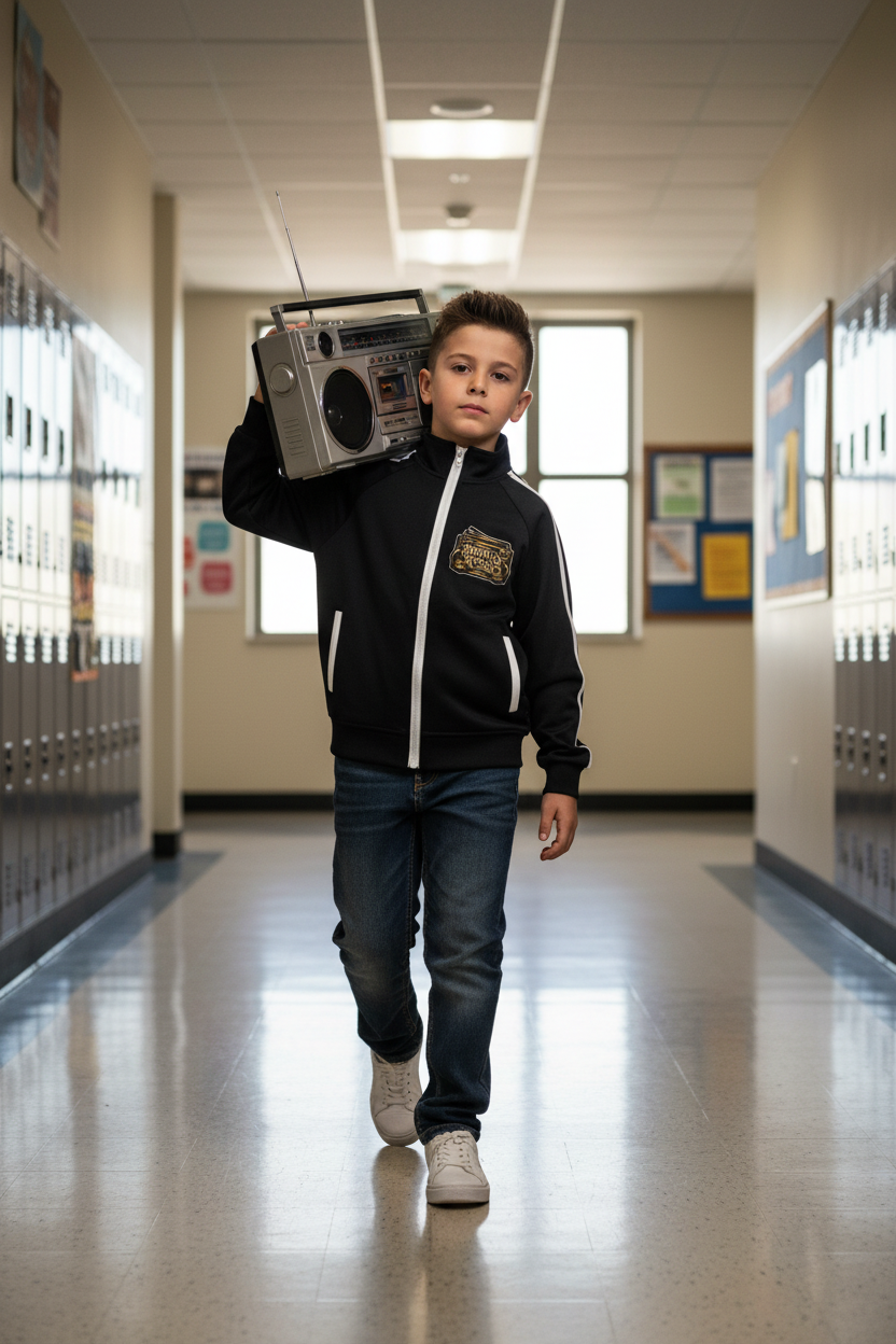 Brooklyn Republic Essential™ "Boombox"  Kids’ Contrast Tape Coach Jacket