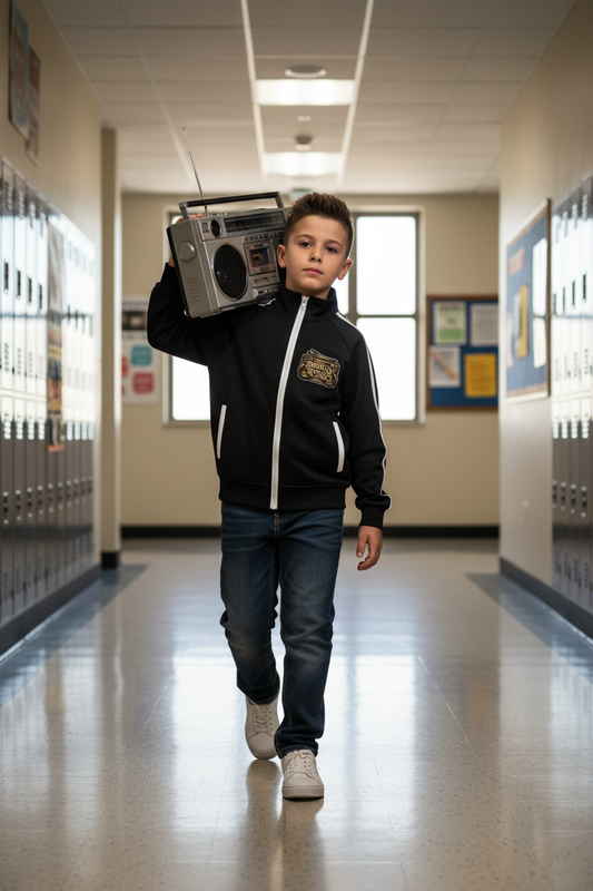 Brooklyn Republic Essential™ "Boombox"  Kids’ Contrast Tape Coach Jacket