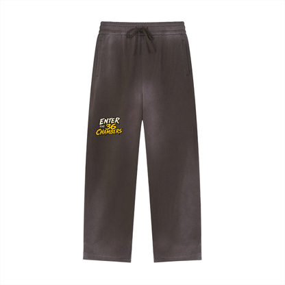 PYN™ "Enter the 36 Chambers" Sun Fade Raw Edge Straight-Leg Sweatpants