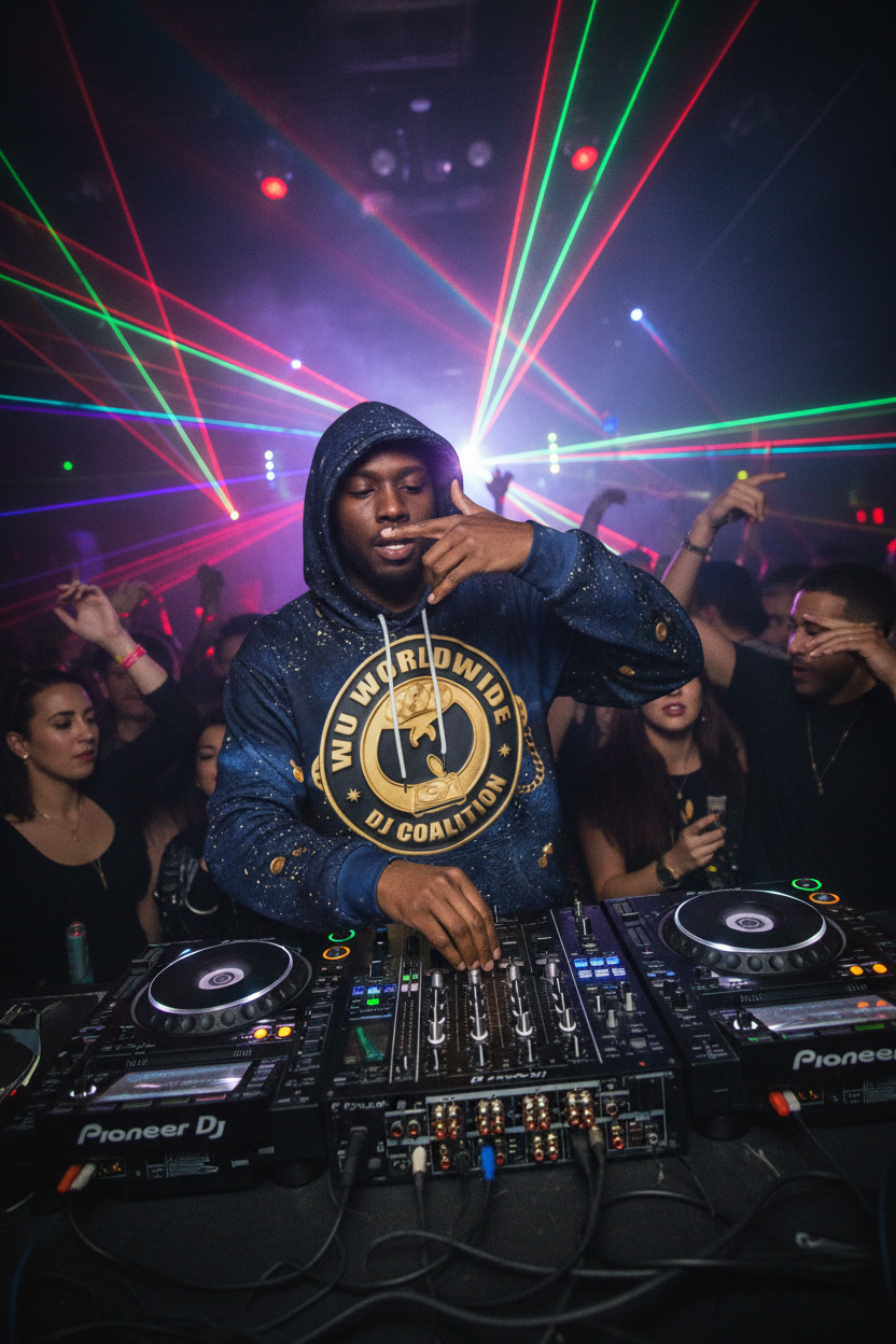 PYN™ "Wu World DJ Coalition" Oversized Cotton Hoodie