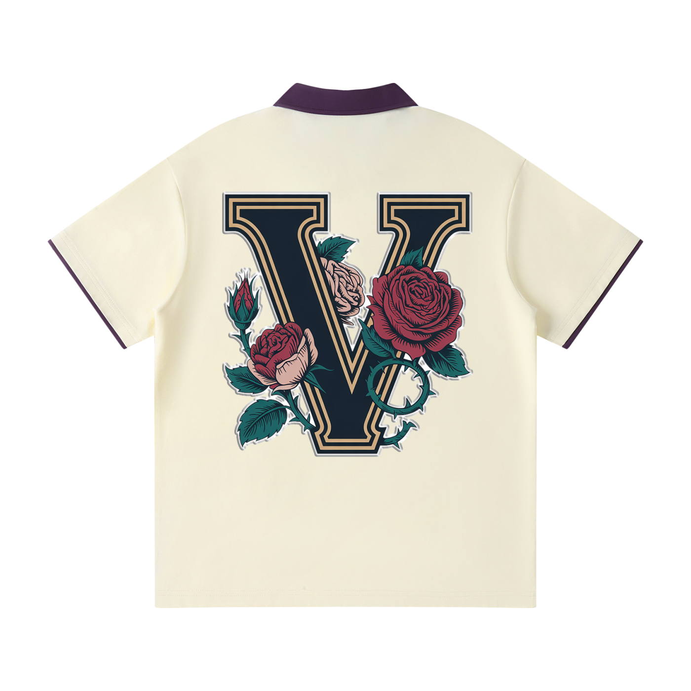 "Varsity" Contrast Collar Raglan Polo Shirt