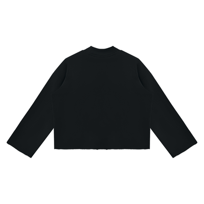 PYN™ "WUSA" Women's Mock Neck Raw Edge Boxy Sweatshirt