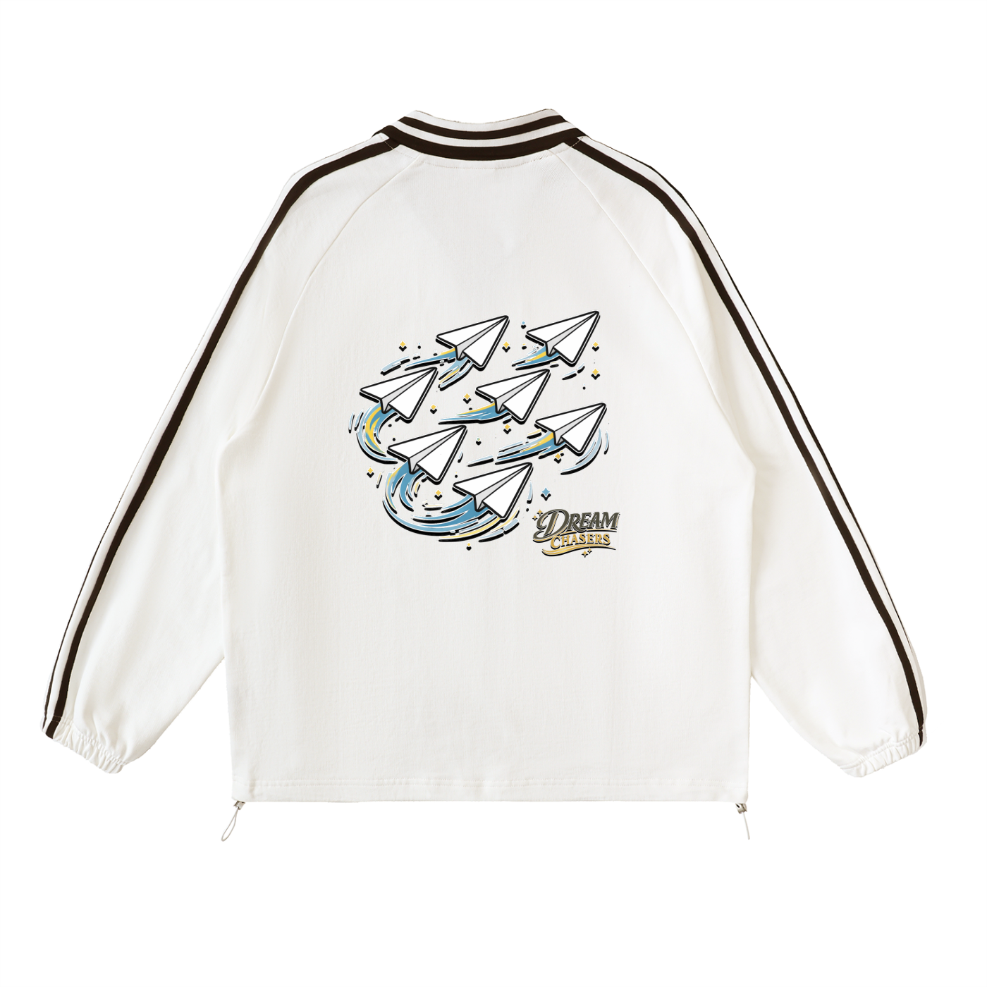 "DREAM CHASERS" Contrast Striped Lapel Collar Sweatshirt