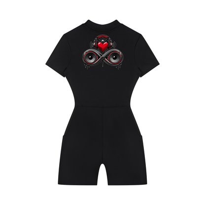 Infinity Sione™ "Heartbeatz" Women's Quarter-Zip Short Sleeve Romper