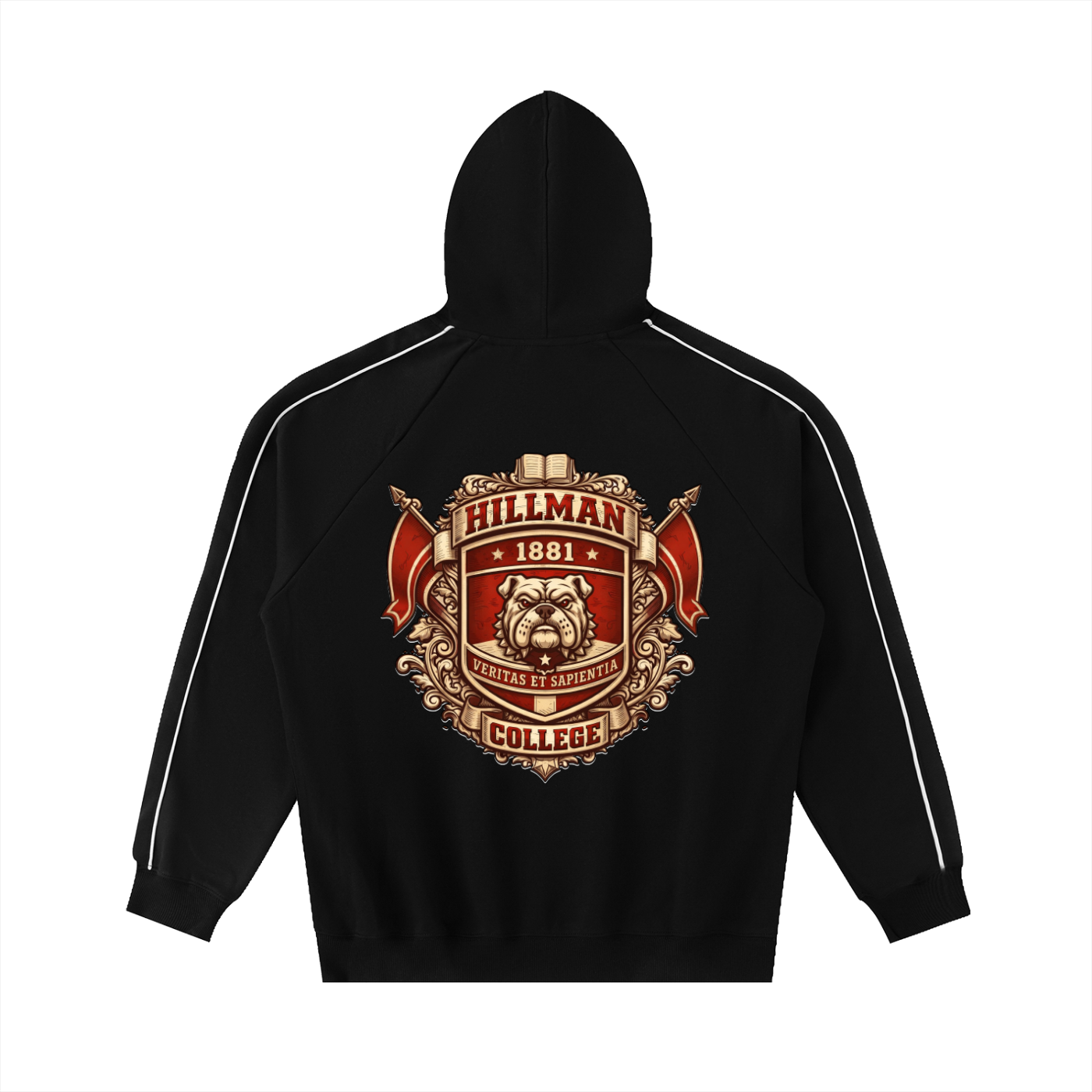 “Hillman” Contrast Piping Raglan Hoodie