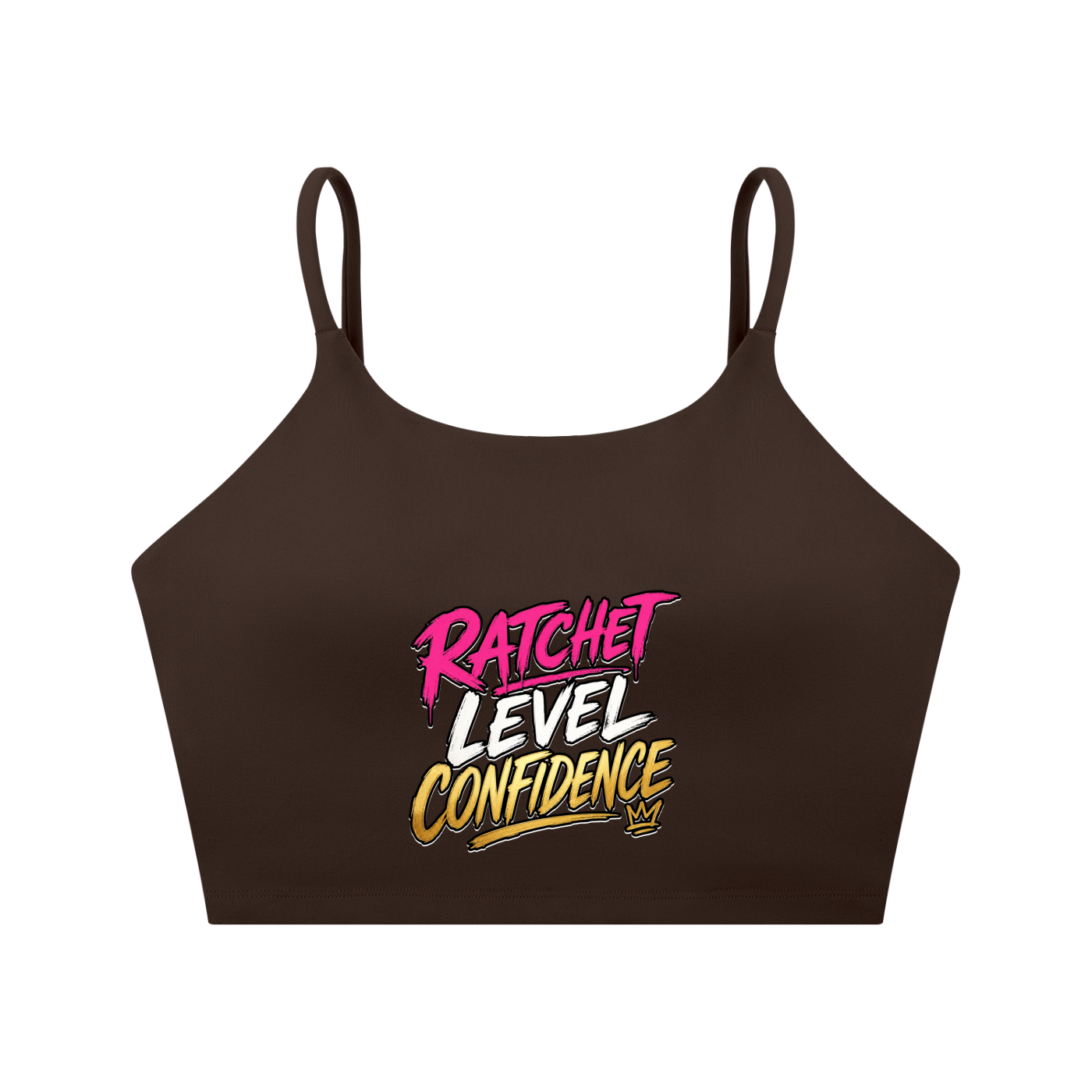 "Ratchet Level Confidence" Spaghetti Strap Yoga Sports Bra