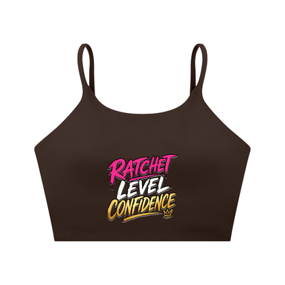 "Ratchet Level Confidence" Spaghetti Strap Yoga Sports Bra