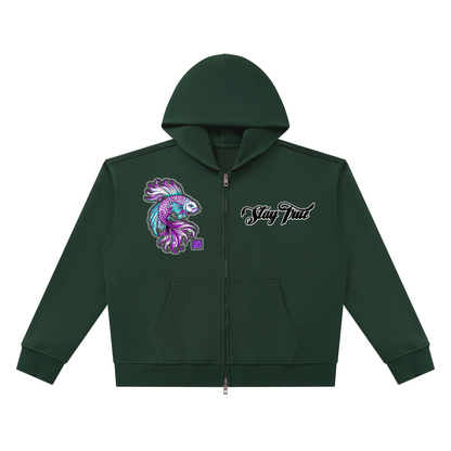 Brooklyn Zoo™ "Don't Be Koi"  Heavyweight Full Zip Boxy Hoodie