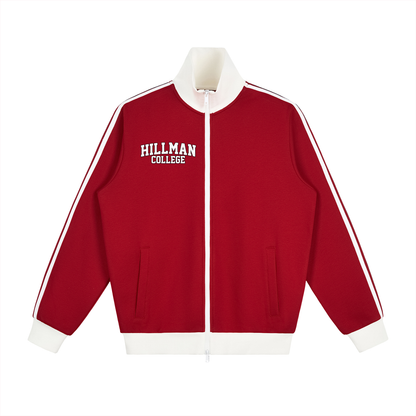 "Hillman College" Contrast Side Stripe Fleece Track Jacket