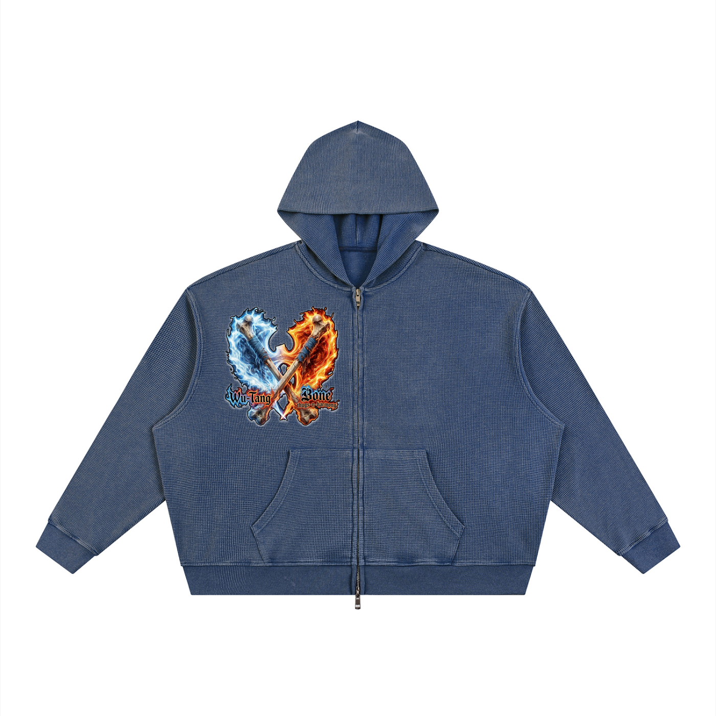 PYN™ "The Final Chamber" Vintage Wash Boxy Waffle Full Zip Hoodie