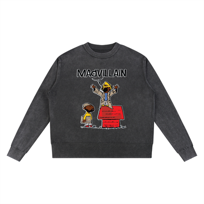 "Madvillain" Mineral Wash Oversized Sweater