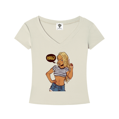 "I Love Yo Mama" Tencel Slim Fit V-Neck T-Shirt