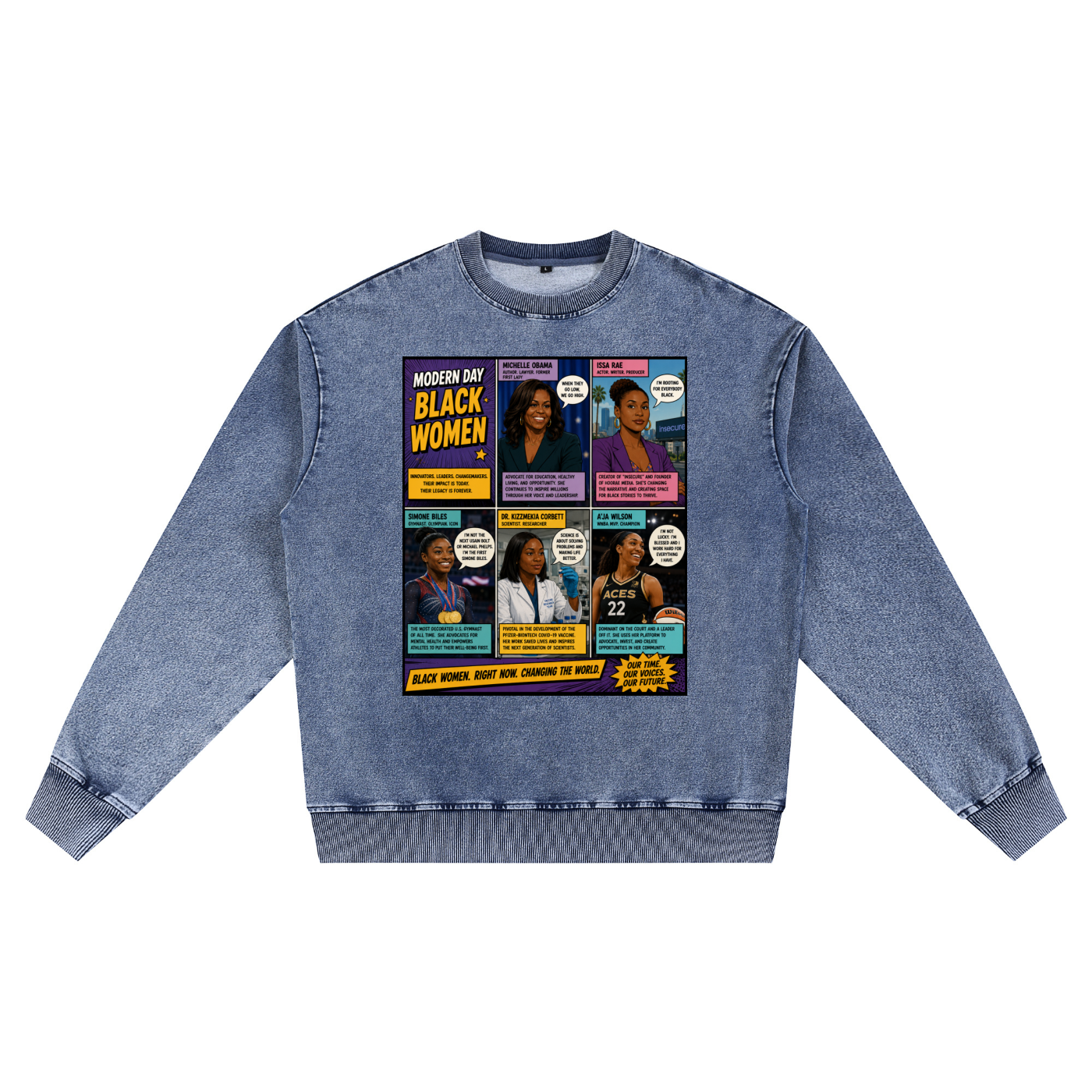 "Queens Vol.1" Women's Snow Wash Oversized Crewneck Sweatshirt