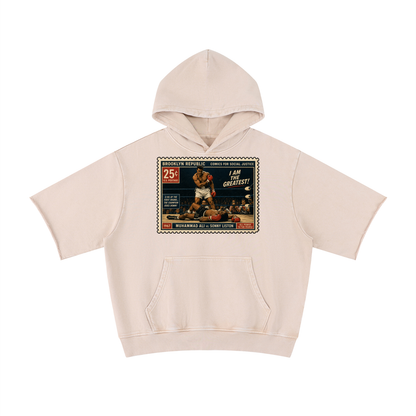 "The Greatest" Mineral Wash Short Sleeve Hoodie