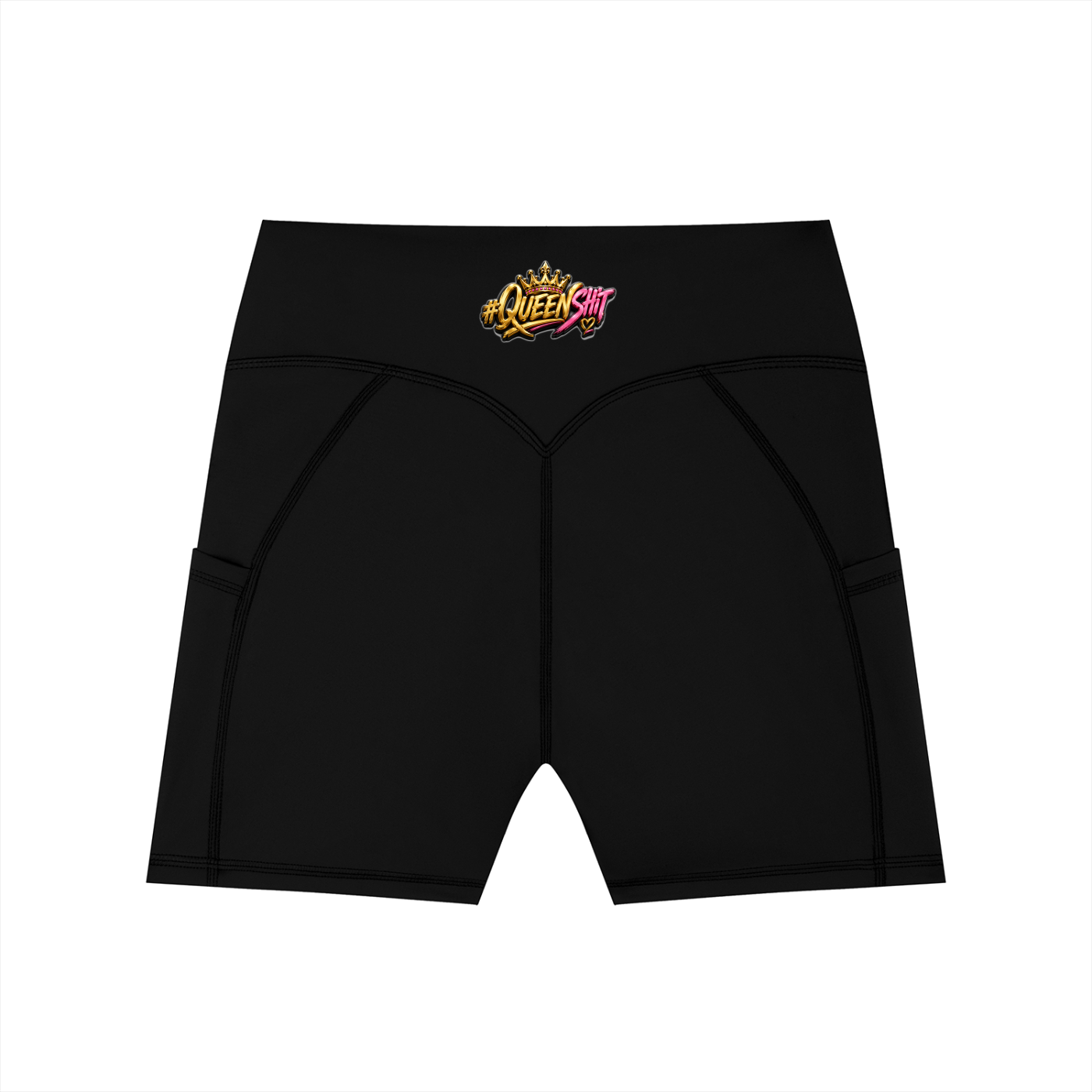 "QUEENS" Women's High-Waisted Pocket Biker Shorts