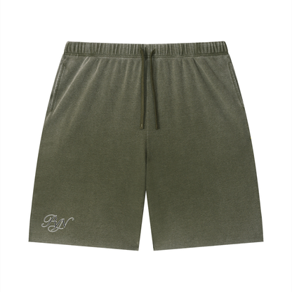 PYN™ x BKRP™ "PYN"  Vintage Wash Sunfade Waffle Raw Hem Shorts