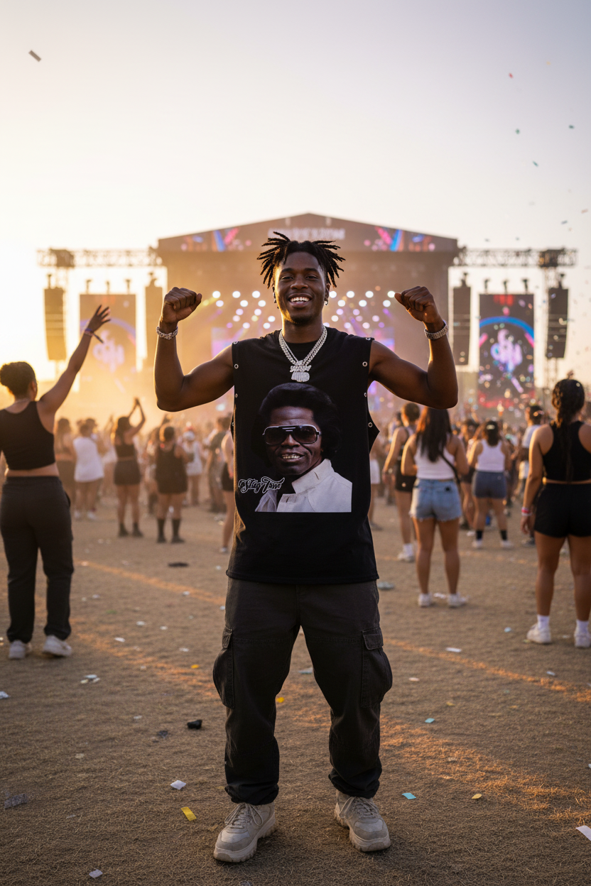 "Godfather of Soul" Distressed Grommet Eyelet Tank Top