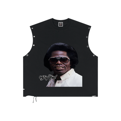 "Godfather of Soul" Distressed Grommet Eyelet Tank Top