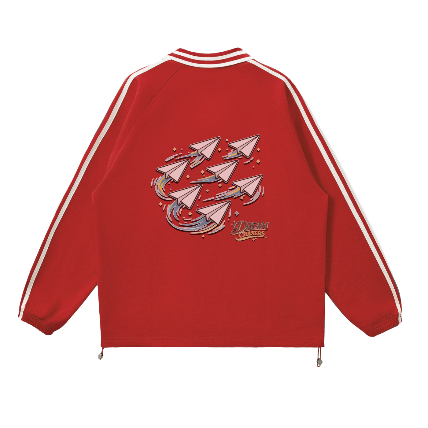 "DREAM CHASERS" Contrast Striped Lapel Collar Sweatshirt