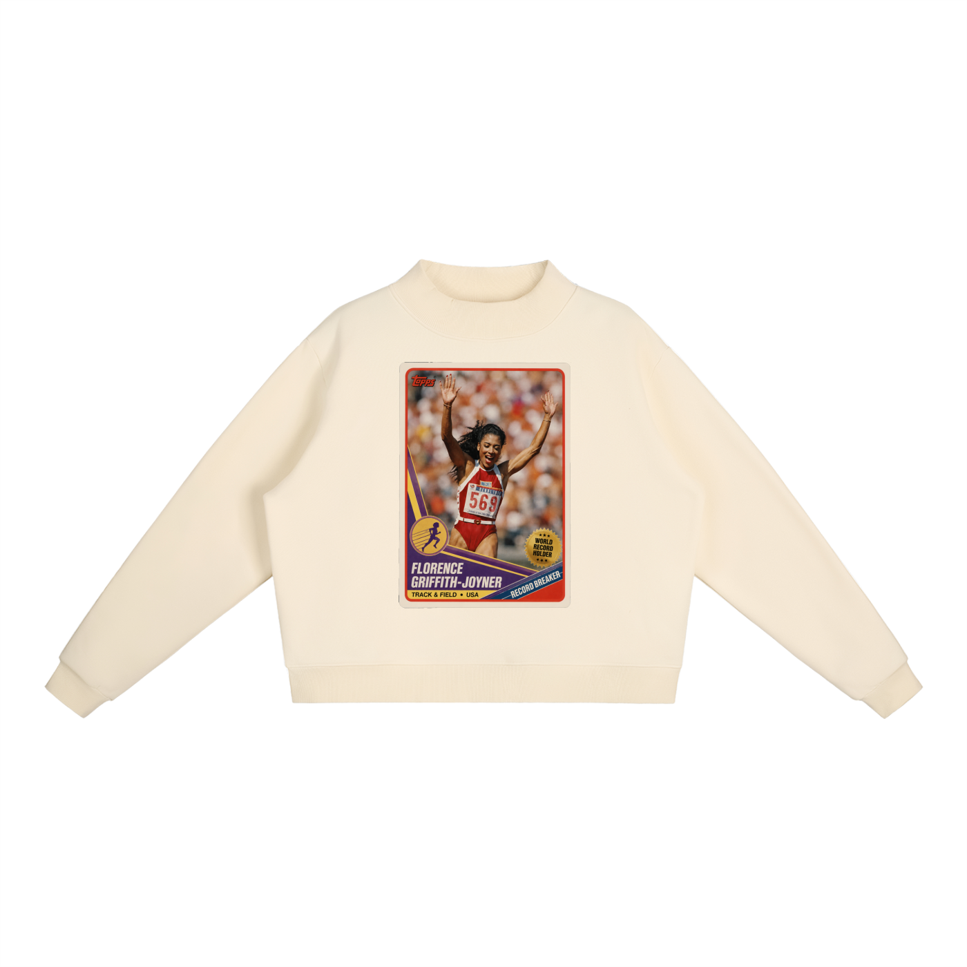 "Flow Jo" Fleece Mock-Neck Crew Sweatshirt