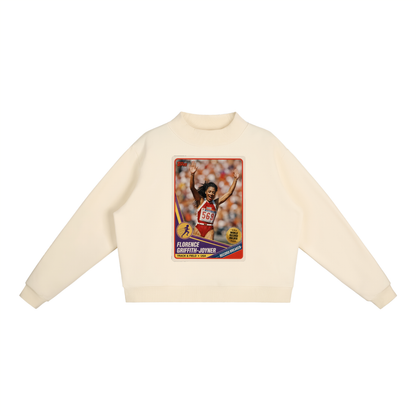 "Flow Jo" Fleece Mock-Neck Crew Sweatshirt