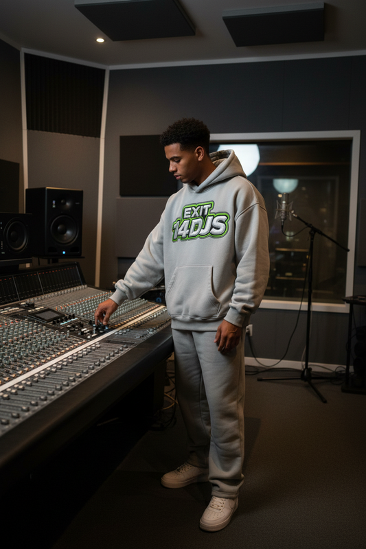 "Exit 14"  Vintage Wash Barrel Leg Fleece Sweatsuit