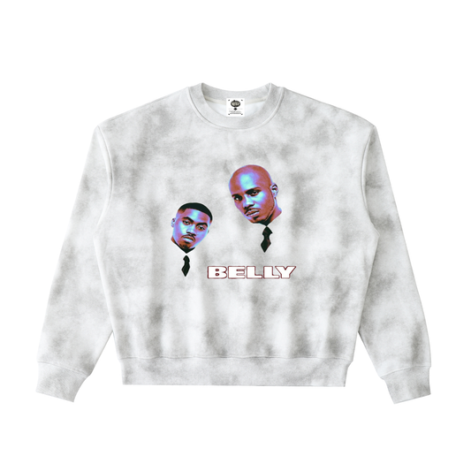 "BELLY" Dirty Washed Boxy Fleeced Sweatshirt