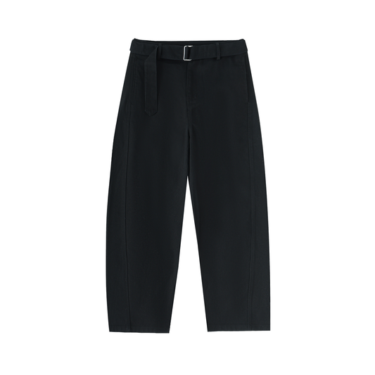 Women's Belted Barrel-leg Chino Pants