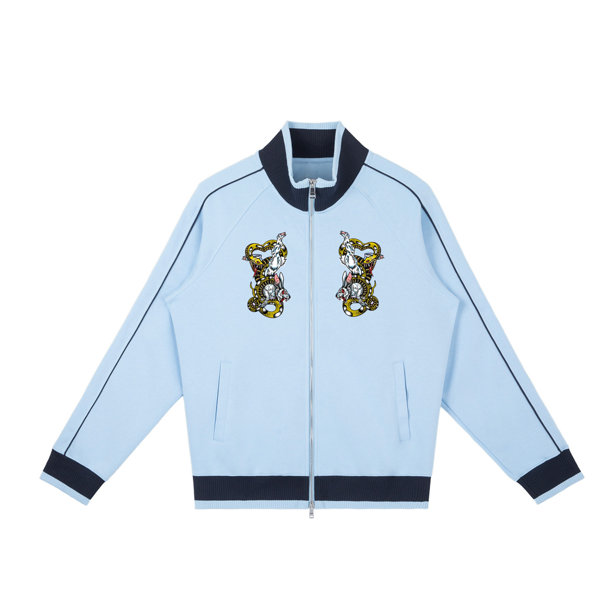 Brooklyn Zoo™ "Bruh Rabbit Stew" Color Block Raglan Sleeve Zip Track Jacket