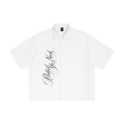 PYN™ X BKRP™ "PYN Official" Boxy Heavyweight Short Sleeve Button-Up