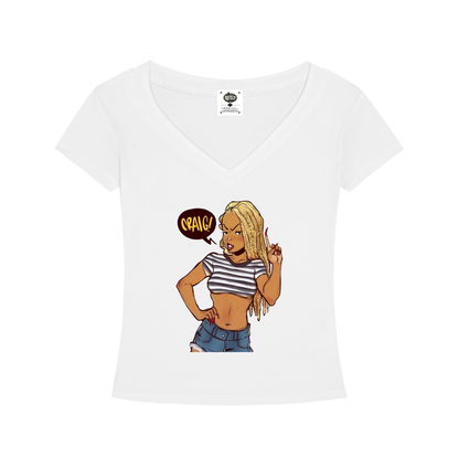 "I Love Yo Mama" Tencel Slim Fit V-Neck T-Shirt