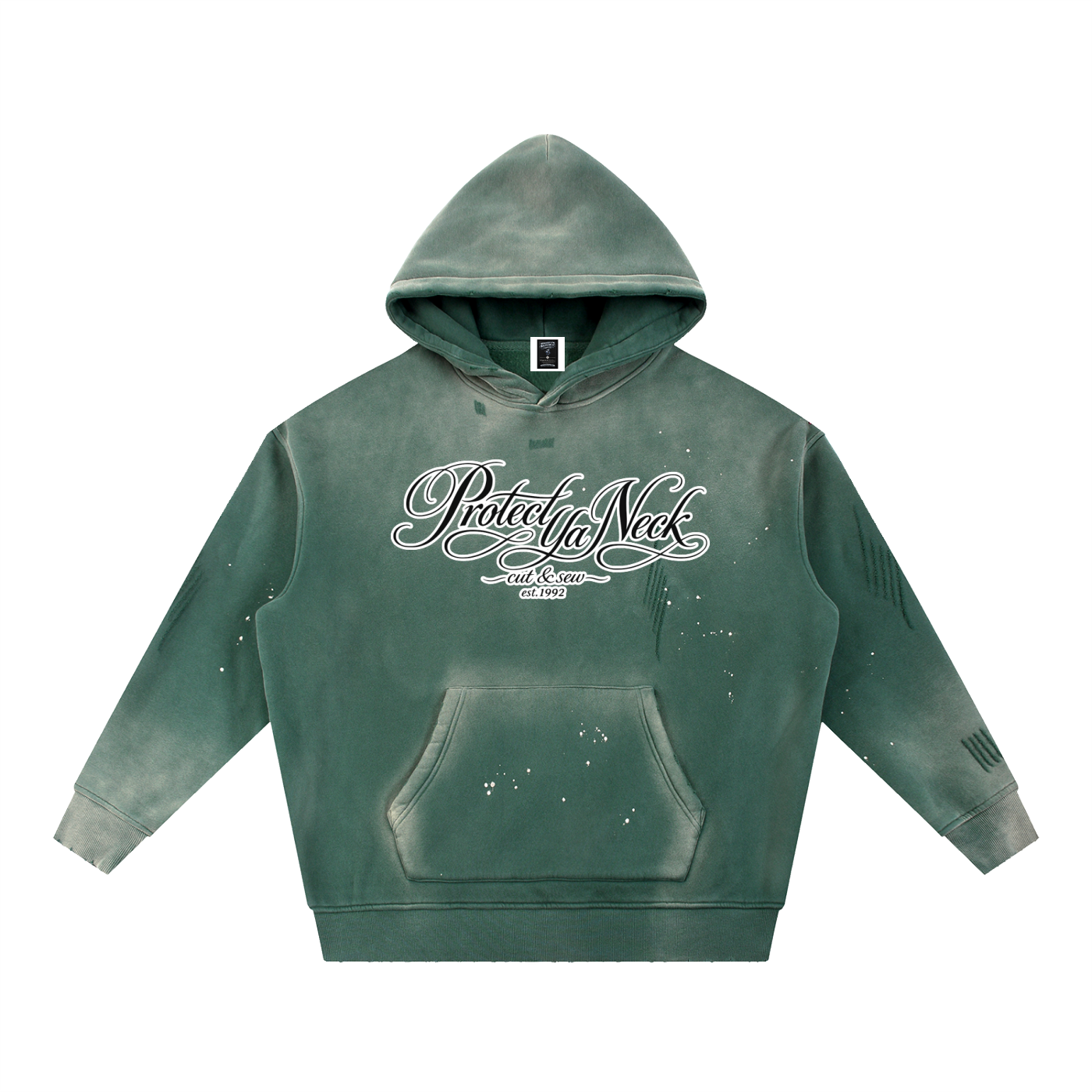 PYN™ x BKRP™ "Cut & Sew" Vintage Washed Frayed Fleece Hoodie