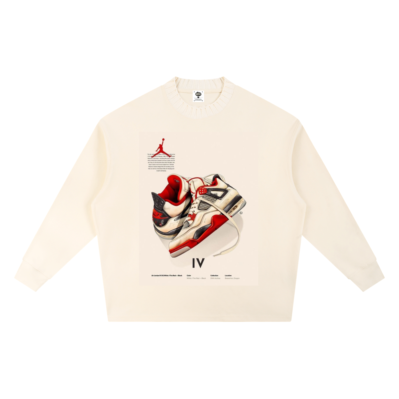 "AJ 4 BRED" Knitted Round Neck Oversize Sweatshirt