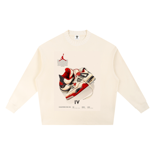 "AJ 4 BRED" Knitted Round Neck Oversize Sweatshirt