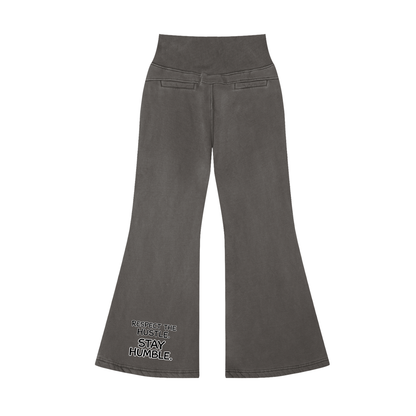 "STAY TRUE" Vintage Washed Flared Fleece Pants