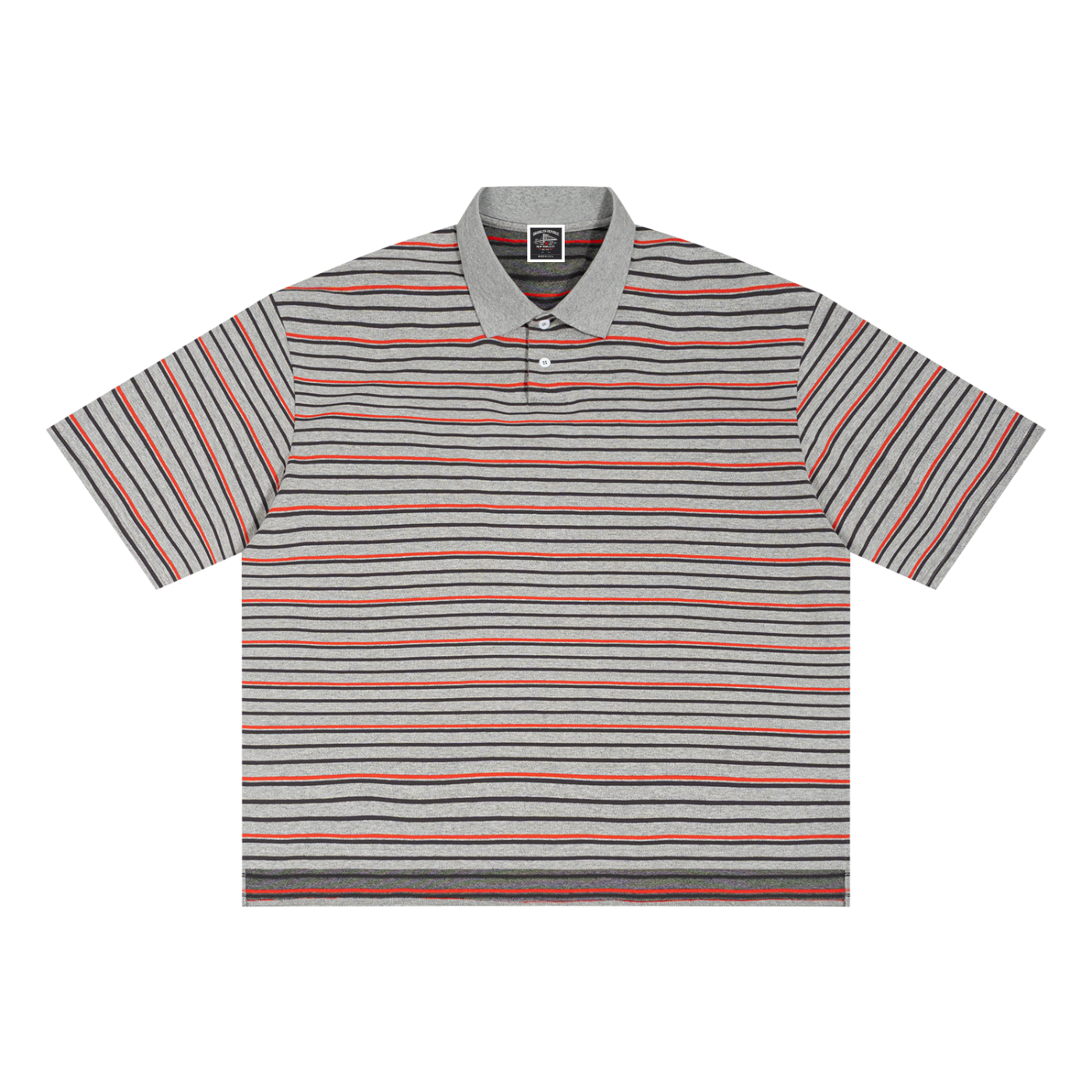 "Varsity Club" Striped Boxy Collared Polo Shirt