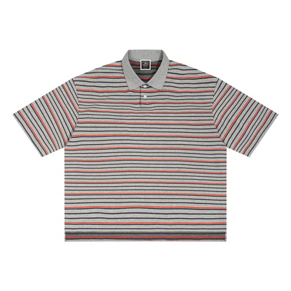"Varsity Club" Striped Boxy Collared Polo Shirt