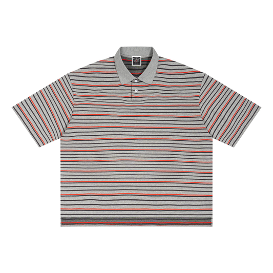 "Varsity Club" Striped Boxy Collared Polo Shirt