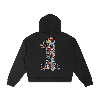 "AJ 1" Contrast Plaid Boxy Zip Hoodie
