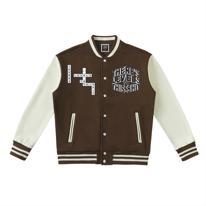 "LEVELS" Two-Tone Fleeced Varsity Jacket