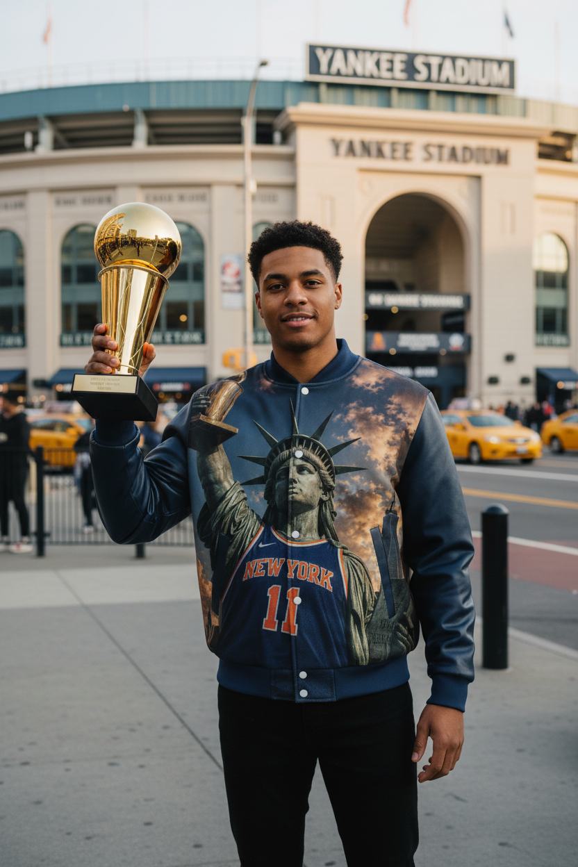“Orange and Blue Skies” Heavyweight Baseball Jacket