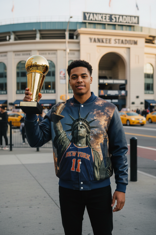 “Orange and Blue Skies” Heavyweight Baseball Jacket
