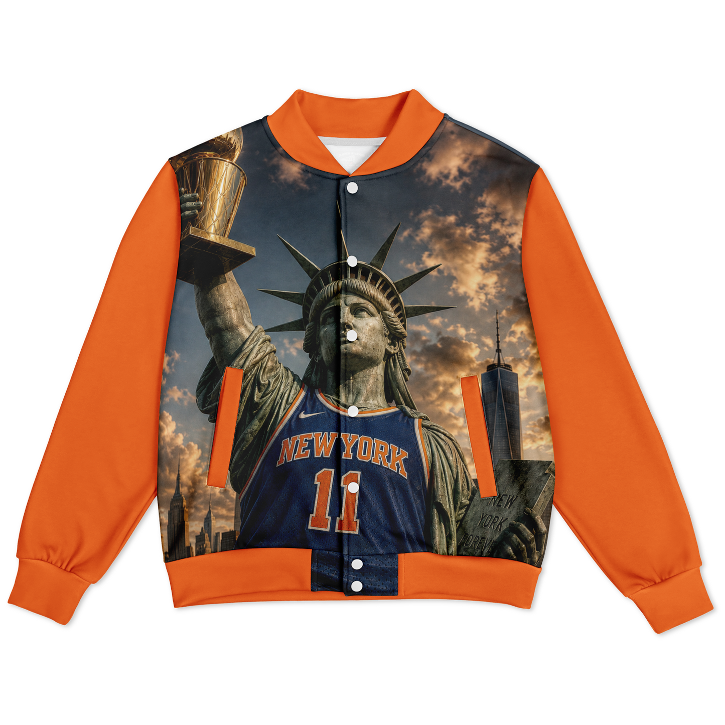 “Orange and Blue Skies” Heavyweight Baseball Jacket