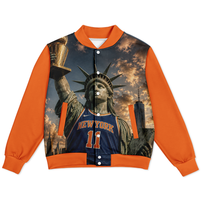 “Orange and Blue Skies” Heavyweight Baseball Jacket