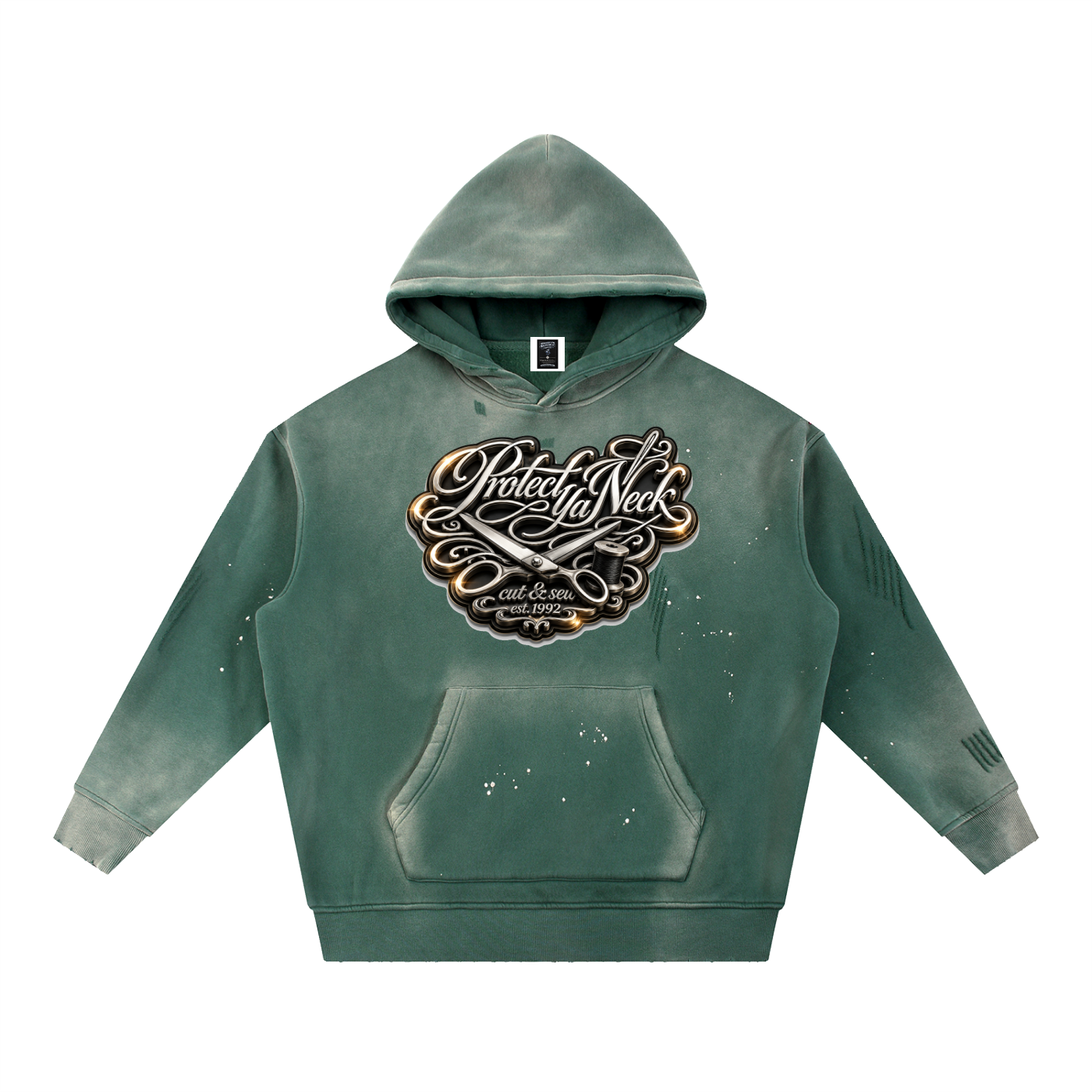 PYN™ x BKRP™ "Cut & Sew" Standout Vintage Washed Frayed Fleece Hoodie